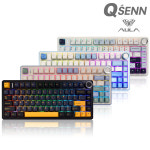 AULA F75 독거미 가스켓 풀윤활 유무선 기계식 키보드 다크블루, 황축 V3 : QSENN