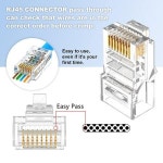 나스타코 RJ45 패스스루 Cat5e Cat6 RJ45 커넥터 UTP 금도금 RJ45 모듈러 플러그 8P8C 네트워크 잭 65mm RJ45 부츠 포함 : 데일리셀링링