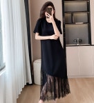 [해배] 여성용 고급 레이스 원피스 봄 여름 럭셔리 슬리밍 블랙 롱 스커트 H1005 : 올래 아동복