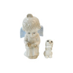 천사와 강아지 도자기 장식 인형 : countryitem