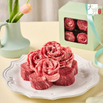 대정한우 1++등급 꽃 담은 한우 스테이크용 안심&특수부위 업진살 구이용 케이크(선물포장) : 대정한우