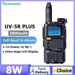 Quansheng UV-5R 플러스 워키토키, 8W 3800mAh AM FM 양방향 라디오, 에어 밴드 50-600MHz 커뮤테이터 트랜시버, UVK5 UV-K6 햄... 