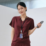 TC스판 V넥 베이직 스크럽복 간호사 병원 유니폼 치과 수술복 간호복 병원복 : 오렌지가운
