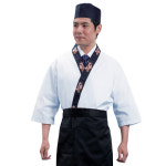 남녀공용 칠부 일식 초밥 쉐프복 조리복 종업원 서빙 화이트매화무늬 : 우림유니폼