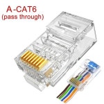 BAPPSUS UTP 네트워크 비차폐 모듈러 플러그 CAT6 RJ45 패스 스루 커넥터 금도금 크림프 크리스탈 엔드 CAT5e 150 개 : 데일리셀링링