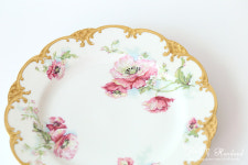 프랑스 앤틱 하빌랜드 H1541패턴 퍼피 애나멜핸드페인팅 런천플레이트 : 당아욱꽃하빌랜드