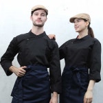 CD-3521 검정 크로스넥 7부 긴발 겸용 조리복 남여공용 상의 1개 쉐프웨어 셔츠 : 참존어패럴