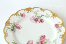 프랑스 앤틱 하빌랜드 H1541패턴 퍼피 애나멜핸드페인팅 런천플레이트 : 당아욱꽃하빌랜드