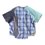 [REMAKE]  Patchwork Reglan Shirts -  blue check : 플라스틱팜