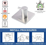 후크 자체 접착 헤비 듀티 타월 랙 벽 304 스테인레스 스틸 드릴링 필요 없음 방수 5 피스 세트 : 별이삼마켓