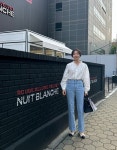 뜨레비앙 아이보리/크림 레이스 블라우스 긴팔 코튼소재 : 리코리타