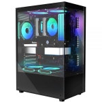 PC CASE MATX Gaming Cases with 5x120 MM Fansmatx caseitx case 270° Full View Tempered Glass Mid To : 레오피아노