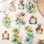 빈티지 다꾸 컬러 테마 플라워 꽃병 PET 스티커 10매 6종 : 스티커랜드