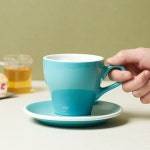 러브라믹스 튤립 라떼잔 오션그린 280ml 카페 커피 컵 커피잔 잔받침 6개세트 : 형제주방몰