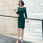 시상식 드레스 녹색 긴팔 이브닝 여성 2024 경쾌한 틈새 연회 기질은 보통 로 입 : 제브몰