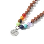 명상 종 씽잉볼 도구 띵샤 좌종 108 원래 Rudraksha 골치 아픈 건 7 차크라 말라 목걸이 요가기도 묵주 OM 펜던트 술 쥬얼리 : 플레이풀 직구