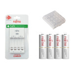 후지쯔 FCT345 충전기+HR-3UTC 4B 2000mAh AA 4알 충전배터리+케이스 : 홍익AV