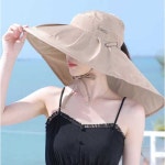 여름 야외 여성용 자외선 차단 큰 챙 접이식 모자 1. 프리 사이즈(55-58cm) 짙은 회색 : 가온누리홀릭