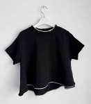 라플로르 배색 코스 탑 코튼 크롭 A라인 티셔츠 블라우스 : 시엘 : ciel