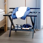 리조트 가방거치대 캐리어 수화물 접이식 원목선반 랙 투명 B형 80x50cm 2단 : 아이자야 씩스티원