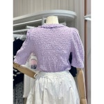 [현대백화점]올리브데올리브 (OW4ME305) 엠보싱텍스처 프릴넥반팔티셔츠 OLIVE  DES  OLIVE : 더현대닷컴