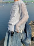 Grunge Mesh Printed Knit (3C / 블랙 화이트 소라) : 에스에스룸 SSROOM