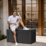 호몰 아웃도어 데크박스 0432 택배보관함 450L 정원 벤치 방수 농기구수납 : Homall