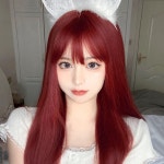 레드 와인 컬러 통가발 빨강머리 가발 긴생머리 코스 : 엉클프레이즈