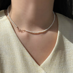 14k 18k 천연 담수 진주 목걸이 리본 초커 여자 금 : 오르퀸