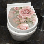 화장실스티커 WC 받침대 팬 커버 스티커 변기 스툴 코모드 욕실 장식 3D 프린트 플라워 뷰 데칼 : 오광오광