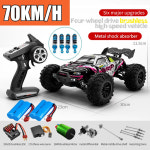 rc카 오프로드 RC 자동차 리모컨 LED 헤드라이트 브러시리스 4WD 1/16 몬스터 트럭 장난감 선물 4x4 고속 70km/h : 오광오광