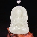 불교용품 천연옥 비취 부처님 펜던트 백옥 목걸이 : salechina