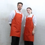 AP-7936 캔버스 오렌지 스티치 스냅단추 H형 앞치마 1개 업소용 식당 카페 유니폼 : 참존어패럴