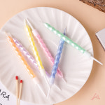 물결무늬 파티 양초 이벤트 생일 컬러 초 6p 케이크초 특이한 무지개 : 서다락