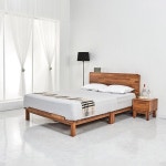 침대 민판헤드 멀바우 원목 1color SS 매트미포함 다리형 슈퍼싱글 ss 침실 가구 프레임 : 클루스몰