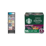 KoolMore 쿨모어 커머셜 원 글라스 도어 디스플레이 업라이트 음료 냉장고 쿨러 머천다이저 스타벅스 K컵 커피 포드 다크 로스트 쿠릭... 