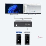 지원 1대처럼 kvm스위치 제어 리모컨 linux맥 2대pc를 모니터관리 듀얼모니터uvw : 샵프리E