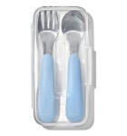 OXO 옥소 토트 온더고 아동용 스푼 포크 케이스 세트 더스크 블루 어린이 BPA FREE 미끄럼방지 유아 이유식 숟가락 도시락 6개월 돌아기 선물... 