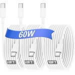 Hzevn 3Pack 10FT USB C to 케이블MacBook Air MacBook Pro 충전기용 아이패드 프로 12.9 11인치 에어 54 미니 6 아이폰 15 맥스 플... 