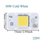 용접 없는 강력한 50W COB LED 칩 스포트라이트 투광 조명 220V 통합 비즈 알루미늄 화이트 따뜻한 : 티엠미디어