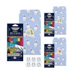 헬릭스옥스포드 어린이집 생일선물 답례품 지워지는 색연필 12종 x 선물봉투 스티커 3종 세트 : 프로답게