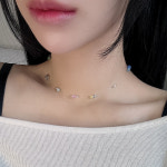 [HIZDIN MADE] 클린 투명 원석 키치 구슬 데일리 파스텔 레이어드 볼 비즈 목걸이 : 히즈딘