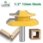 LAVIE 대형 45 도 잠금 마이터 라우터 비트, 목공 주식 테논 밀링 커터, 03136, 12mm, 인치 생크, 개 : 송송상사2