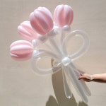 요술 풍선 튤립 꽃다발 만들기 DIY 화이트핑크 꽃풍선재료 : memorey풍선