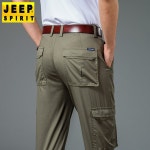 여름 브랜드 남스트레이트 캐주얼 팬츠 와이드 스판 멀티 포켓 카고 밴딩 슬림 배기 J7035 : 써본핏