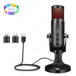 전문 USB 콘덴서 마이크 폰 PC 컴퓨터용 RGB 라이트 마이크 팟캐스팅 게임 비디오 라이브 스트리밍 녹화용 : 인리바이