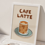 아이스 카페 라떼 메뉴 포스터(커피 일러스트 디자인) A4, A3 제작 : 이지영디자인사무소