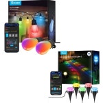 Govee 라이트 줄 간접조명 네온조명 스트랩 고비 아웃도어 스트링 H7015 번들 그라운드 2 파티오용 50피트 100LM 웜 화이트가 포함된... 