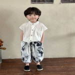 남아 아동 유아 상하세트 화이트 블라 나염 팬츠 여름 상하복 : 니나아이옷