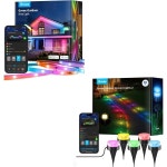 Govee 라이트 감성조명 블루투스 줄 코너 고비 야외 LED 스트립 조명 H6176 번들 지상 2개 파티오용 50피트 100LM 웜 화이트가 포함된... 